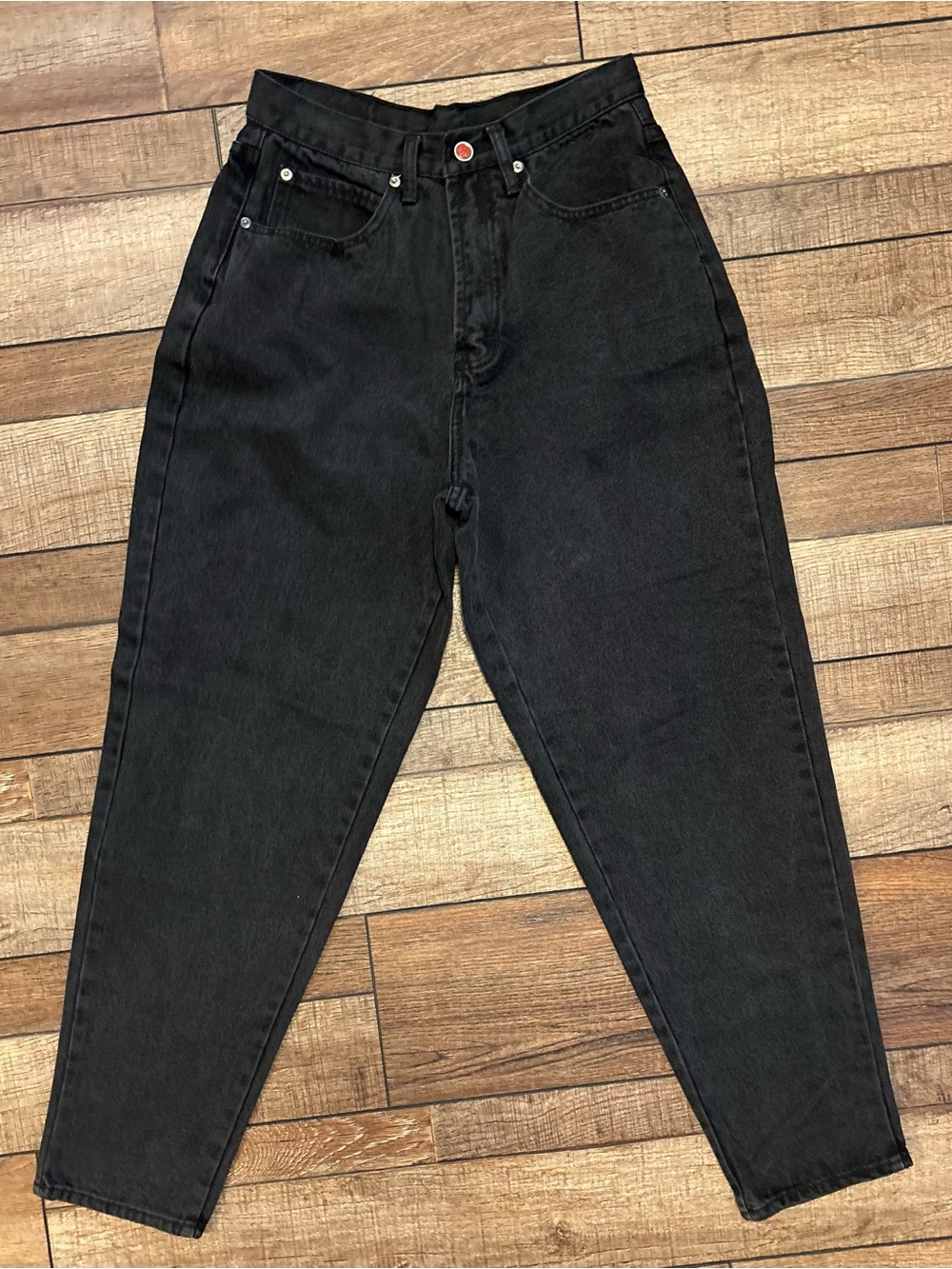 Vintage Brittania Black High Rise Mom Jeans 100% Cotton Size 12